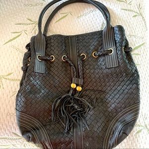 Black Leather tote Bag